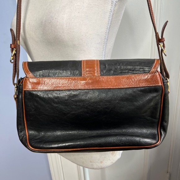 Vintage Pollini Italian Leather Crossbody Bag‎ Purse Classic Brown Black 12x7x4 - Picture 8 of 15